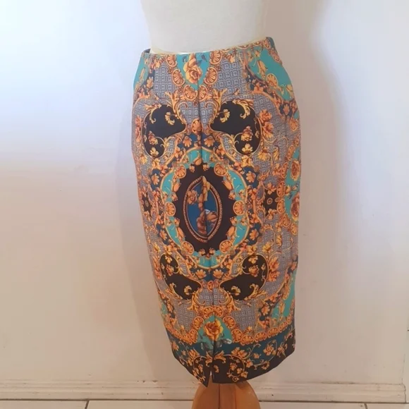 ECI New York Size S (approx 14) Floral Yellow Stretch Skirt - Picture 4 of 7